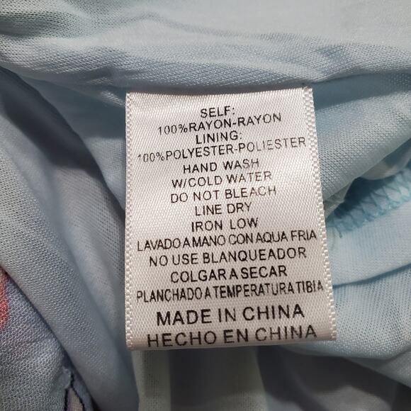 Listicle Blue Pink Floral Maxi Dress Strappy Button Front Pockets  Large - Picture 10 of 11